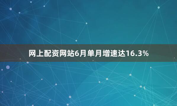 网上配资网站6月单月增速达16.3%